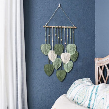 Pluma Colgante de Pared Boho DecoracióN de Pared, Hecho una Mano Hilo Tejido Pared Arte Hoja Tapiz para GuarderíA Dormitorio Sala de Estar
