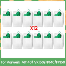 12-Częściowy Zestaw Wymiennych Jednorazowych Worków na Kurz do Odkurzaczy Pionowych VK140/ VK150/FP140/FP150