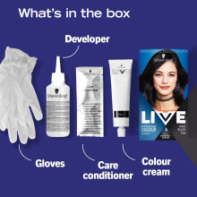 Schwarzkopf LIVE Intense Colour, Long Lasting Permanent Black Hair Dye, With Built-In Vibrancy Serum, Up To 100% Grey Coverage- Deep Black 099