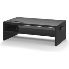BONTEC Monitor Stand Riser, Wooden Desk Riser for Screen and Laptop, 420mm Wide PC Platform with Cable Slots, Phone Holder, 30kg Load, Ergonomic