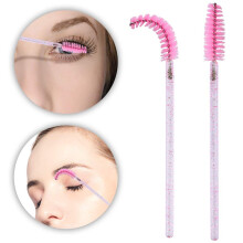 G2PLUS 50 PCS Disposable Eyelash Brushes Spoolies: Pink Crystal Mascara Wands Applicator for Eyelash Extensions