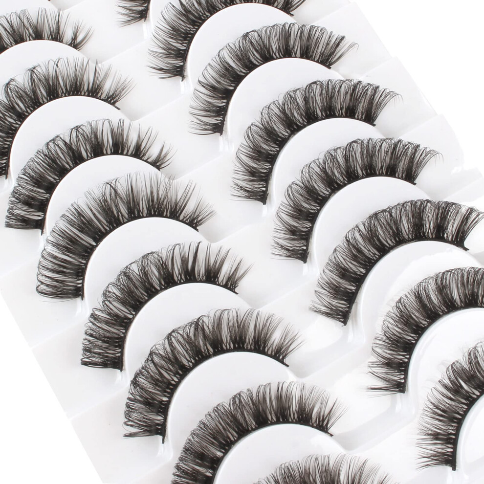 Glowing Win Glowingwin Cat Eyelashes Volume 3D Hybrid Natural Look Fake Russian Strip Lashes 10 Pairs Dramatic Fluffy Handmade Reusable D Curl False Eyelashes