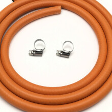 CALOR Gas Brand 2mt 8mm Orange LPG Gas Hose for Propane/Butane with Clips