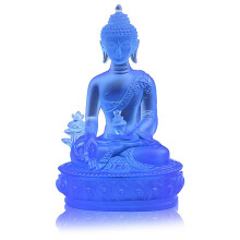 Tibetan Medicine Buddha Statue,Translucent Resin Buddha Sculpture Meditation Decor Spiritual Decor Collectible -