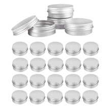 48 Pcs 1 Oz Tins Silver Aluminum Tins Cans Screw Top Round Aluminum Tins Cans with Screw Lid Screw Lid Containers