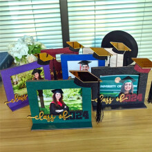 Photo Frame Wooden Graduation Picture Frame Bachelor Hat Letter Engraved Photo Holder for Office Home Decoration Black