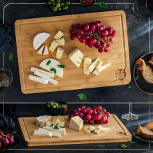 Deer & Oak Large Cutting Board 38 x 25 x 2cm, Pre-Oiled Wooden Bamboo Chopping Board for Carving Meat, Fish, Vegetables, Fruits, Cheese, Bread