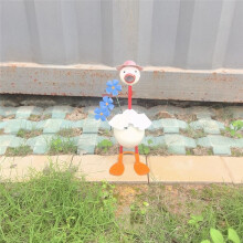 Garden Duck Statue,Iron  Figurines, Standing Art Decor with Plantable Flower Vase,  for Outdoor Villa B
