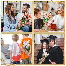 50 Stycken Blomsterförpackningspåsar med Band, Blomsterförpackningsbukettpåsar Av Kraftpapper, Lämpliga för Bröllopsfödelsedag