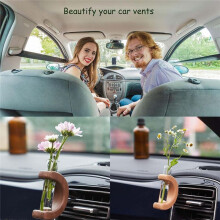 Car Vase Vent Clip, 2PCS Car Flower Vase, Wooden Car Flower Vase Vent Clip, Car Flower Vase for Car Air Vent Ornament