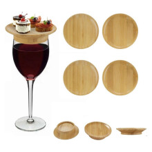 Onderzetters Set van 4 Wijnglas Topper, 4inch Wijnglas Charcuterie Topper Bamboe Wijnglas Topper Onderzetters