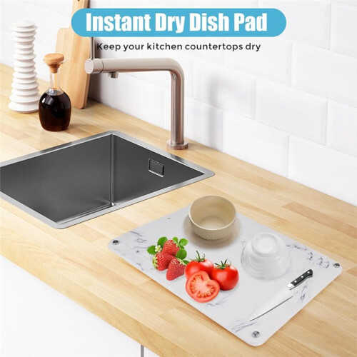 Stone Drying Mat for Kitchen Counter Marble Stone Dish Drying Mat Dish Drying Stone for Kitchen Counter Dish Drying Mat 2