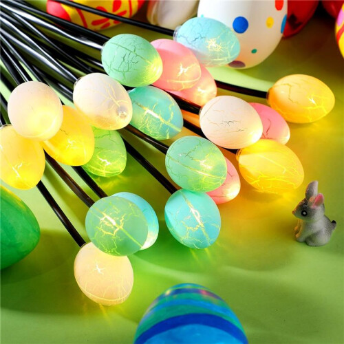 2 Pack 10LED Easter Eggs for Easter Decorations,Easter Decor Garden Lights Decorative Solar Lights,Dinosaur Eggs Lights 1