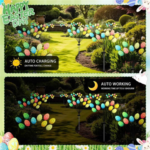 2 Pack 10LED Easter Eggs for Easter Decorations,Easter Decor Garden Lights Decorative Solar Lights,Dinosaur Eggs Lights 2