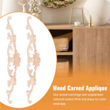 4Pcs Wooden Carved Onlay Appliques Wood Carving Decal Unpainted Furniture Decoration for Home Door Cabinet Decoration