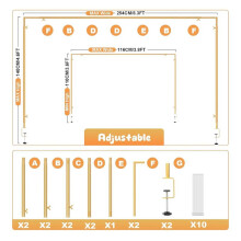 Over the Table Rod Stand with Clamps 46 Inch-100 Inch Length 29 Inch-55 Inch Height Table Balloon Arch Stand Gold