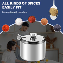 Stainless Steel with Lid and Spoon Sugar Bowl Seasoning Jar Seasoning Jar Tableware Spice Container