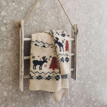 Wall-Hanging Towel Ladder Rustic Whitewashed Wood Countertop Ladder Farmhouse Decor Towels Rack with Adjustable Rope