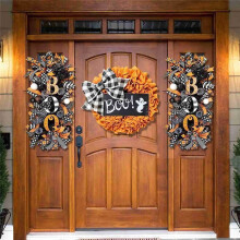 Halloween Swag Wreath Fall Wreath, Halloween Swag Wreath for Front Door, Halloween Spider, Mesh and Ribbons Swag Wreath