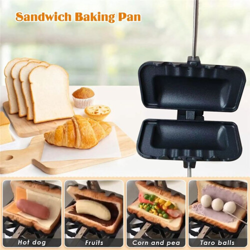 Double-Sided Sandwich Pan Non-Stick Foldable Grill Frying Pan for Breakfast Machine Pancake Maker Bread Toast 1