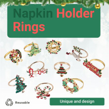 Christmas Napkin Rings - Set of 10 Napkin Holder Rings for Holiday Christmas Table Decoration Elk Napkin Buckle