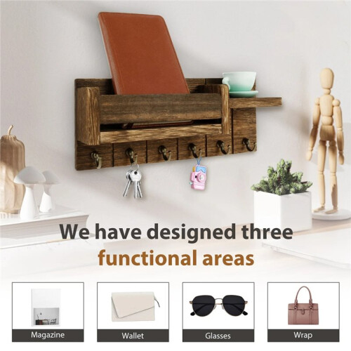 Mail Organizer for Wall Mount Mail Organizer for Wall Mount Key Holder with Shelf Includes Letter Holder and Hooks