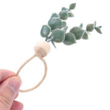 6 StüCke Eukalyptus Serviettenringe Handgefertigte Holzperlen Heimdekoration Faux GrüN Serviettenhalter für Hochzeiten, Partys Usw