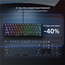 61 Toetsen RGB Mechanisch Toetsenbord, Draagbaar Bedraad USB-Toetsenbord met Blauwe Schakelaar voor Pc-Gaminglaptop
