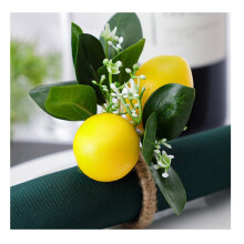 Lemon Napkin Rings Set Of 6 Lemon Vine Leaf Napkin Holders for Dining Table Decor Banquet Wedding Birthday Christmas A