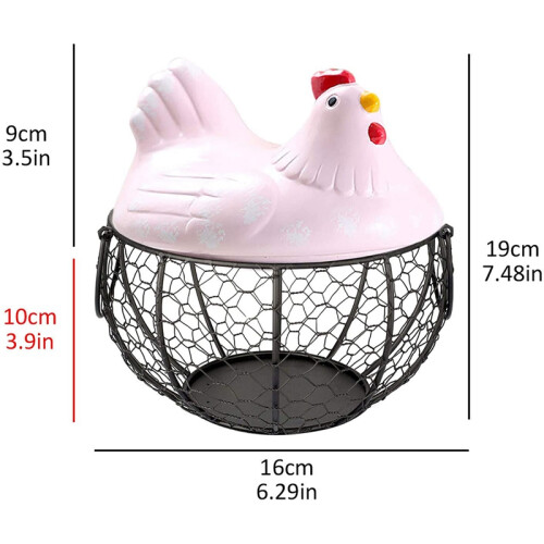 Egg Basket,Eggs Holder Basket, Organizer Storage Wrought Wire Restaurant Storage Basket,Kitchen Hen Decor () 2
