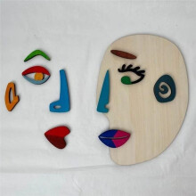 Holz-Montessori-Puzzles, 26-Teiliges -Puzzle für Moderne Kunst, Farbiges Gesichtskunst-PäDagogisches Stielspielzeug - Kleinkind Aus Holz