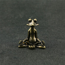 Vintage Brass Meditation Frog Statue Ornaments Animal Sculpture Incense Burner Home Decor