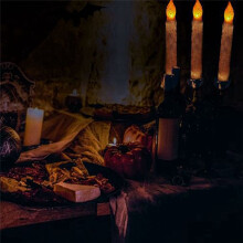 European Wax-Coated Electronic Candle Lamp, Retro Romantic Wedding Candlelight, for Christmas & Halloween