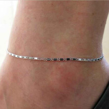 (Silver) Simple Women Gold Plated Chain Anklet Ankle Bracelet Sandal Barefoot Beach