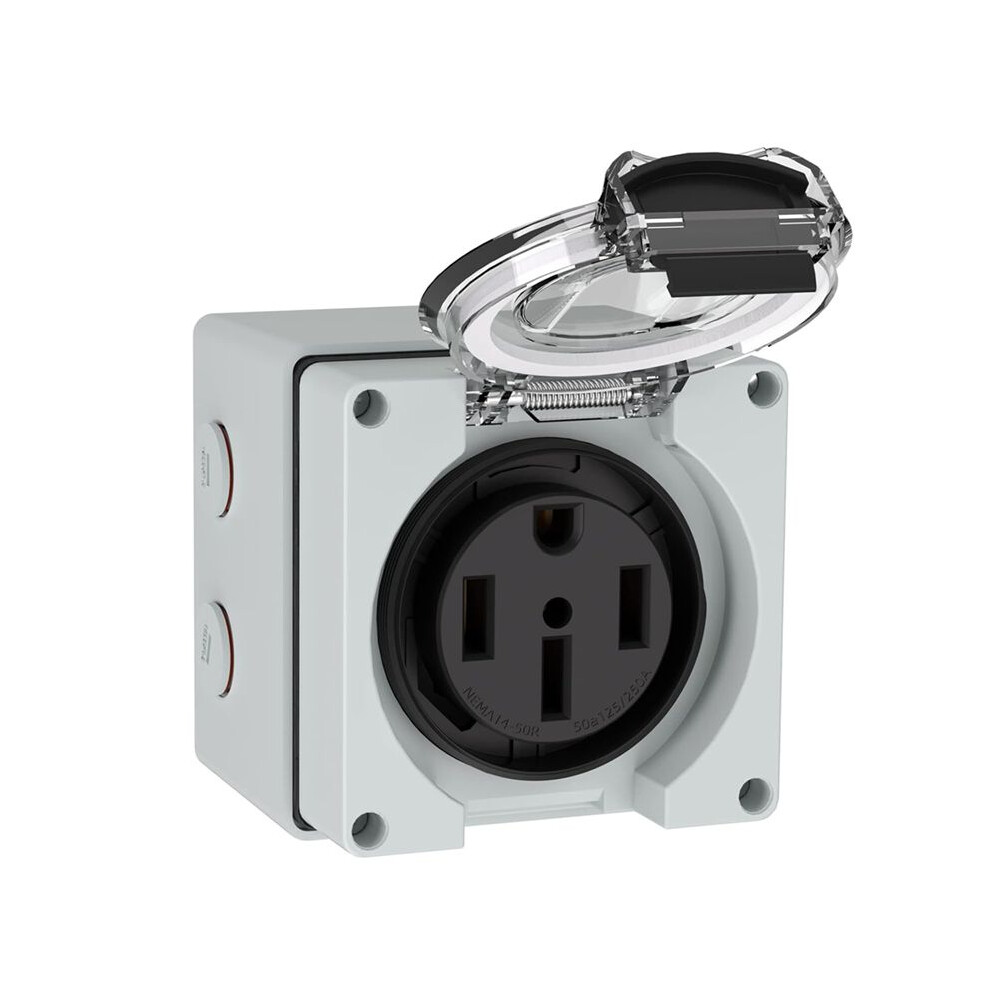 50Amp Power Outlet Box,125/250Volt Nema 14-50R Receptacle Outdoor Dustproof And For Electric Vehicles 4713418358507