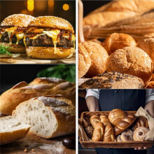 Fransk Brödform i Silikon och Panna för Hamburgarebullar med Spatel Nonstick 9 Koppar Bakplåt 6 Koppar Hamburgerbulleform