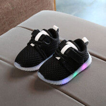 (Black,15.5cm)Baby Boys Girls Kids Shoes Light Up Flashing Sneaker Athletic Shoes Running
