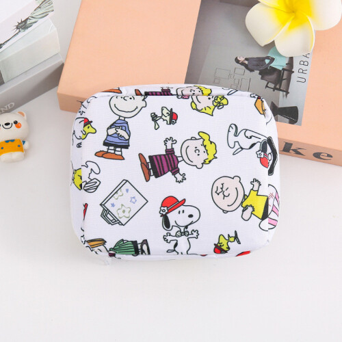 (White Hot Snu) Snoopy Hello Doraemon Kitty Cinnamoroll Pattern Portable Bag Makeup Storage