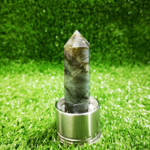 (Labradorite Point+Base) Crystal Elixir Quartz Water Bottle Natural Obelisk Point Wand Healing Reiki Rock