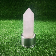 (Pink Crystal
 Point+Base) Crystal Elixir Quartz Water Bottle Natural Obelisk Point Wand Healing Reiki Rock