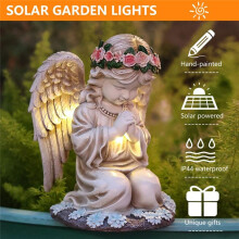 Solar Garden Outdoor Statues Lights,Resin Angel Figurine Light for Patio, Balcony, Yard,Lawn Ornament,Housewarming Gifts