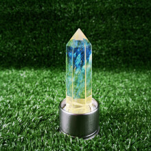 (Yellow Melting Stone+Base) Crystal Elixir Quartz Water Bottle Natural Obelisk Point Wand Healing Reiki Rock