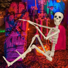 Life Size Poseable Skeleton Halloween Decoration Full Human Body Hanging Props for Halloween Graveyard Scene Prop