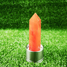 (Red Melting Stone+Base) Crystal Elixir Quartz Water Bottle Natural Obelisk Point Wand Healing Reiki Rock