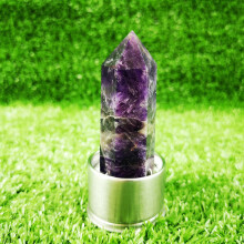 (Dreamy Amethyst Point+Base) Crystal Elixir Quartz Water Bottle Natural Obelisk Point Wand Healing Reiki Rock
