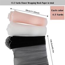 12,5 M Langes Netzpapier zum Einwickeln Von Blumensträußen, Blumenverpackungspapier mit Perlenrand, (Schwarz, Weiß, Rosa)
