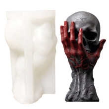 Stampo per Candele nel Silicone con Teschio, Decorazione Halloween, Artigianato nel Gesso, Strumenti per Produzione di Resina, Sapone DIY, Blocco di