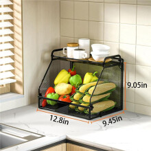 Hangende Fruitmand voor Keuken, Keukenorganizers en Opslag Aardappeluienopslag Wandopbergmanden Pantry Zwart