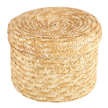 3 Pcs/Set Handmade Straw Woven Storage Basket With Lid Snack Organizer Storage Box Laundry Baskets Rattan Storage Flower Basket