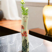 Girls Face Vase Ornament Flower Pot Vase Artificial Plants Holder for Home Decoration A